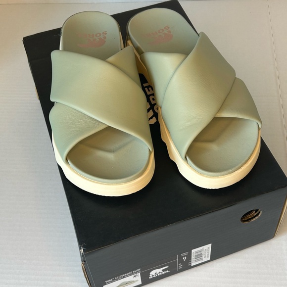 Womens Olive Slide Sandals - Picture 7 of 9